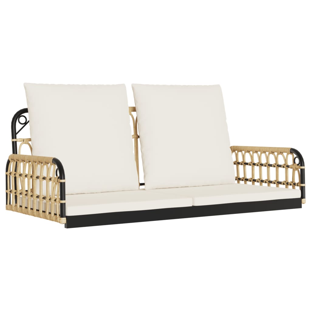 vidaXL Bancă de balansoar cu perne, 105x58x38 cm, poliratan și oțel vidaXL Bancă de balansoar cu perne, 105x58x38 cm, poliratan și oțel