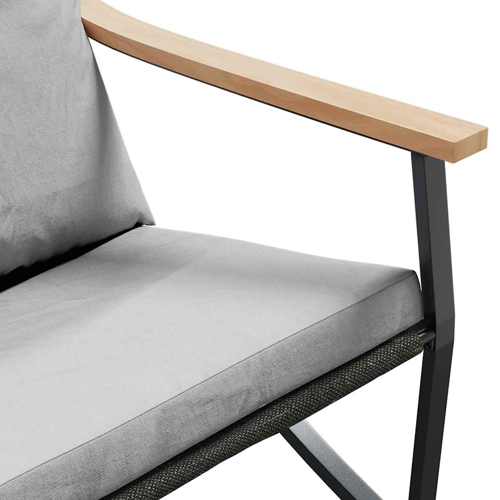 vidaXL Scaune de grădină cu perne, 2 buc., negru, oțel