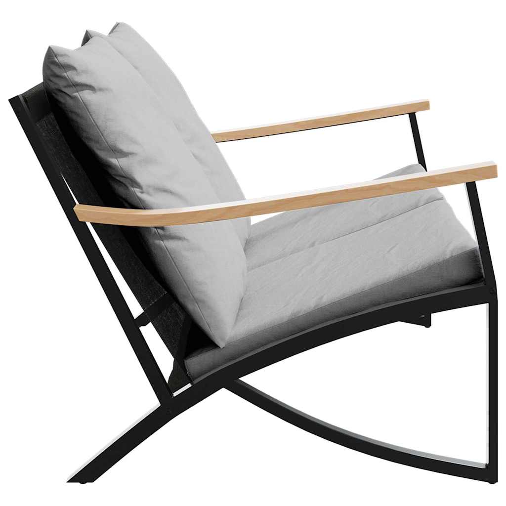 vidaXL Bancă de grădină cu perne, negru, 120 cm, oțel