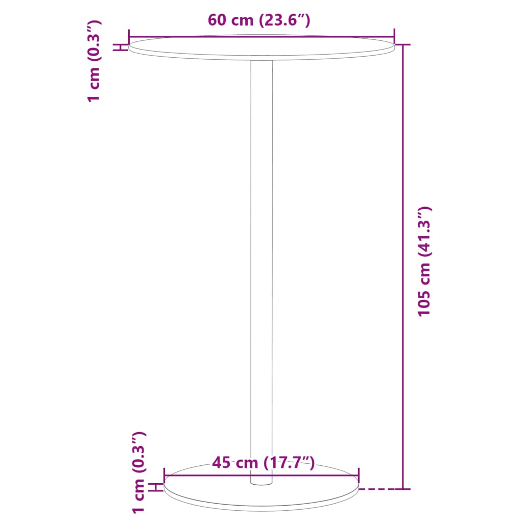 vidaXL Masă de grădină rotundă, negru, Ø60x105 cm, oțel vidaXL Masă de grădină rotundă, negru, Ø60x105 cm, oțel