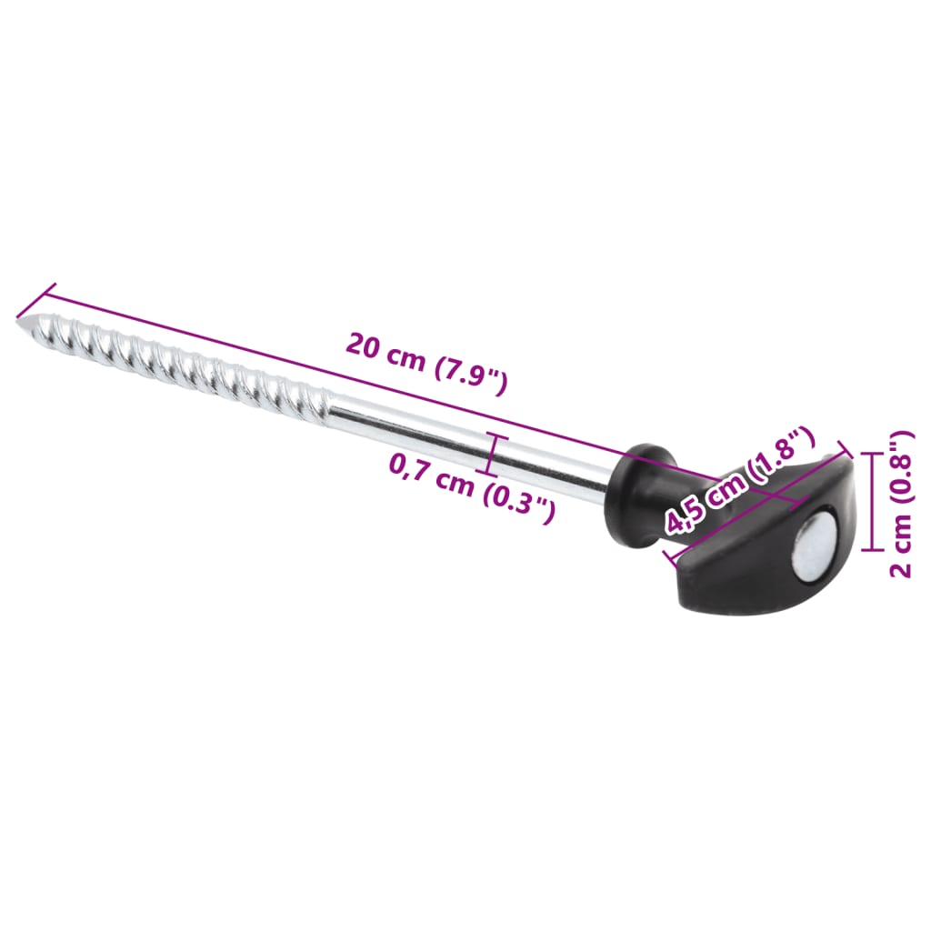 vidaXL Țăruși de cort, 12 buc., 20 cm, Ø7 mm, oțel galvanizat