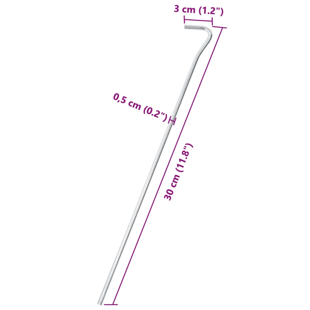 vidaXL Țăruși de cort, 50 buc., 30 cm, Ø5 mm, oțel galvanizat vidaXL Țăruși de cort, 50 buc., 30 cm, Ø5 mm, oțel galvanizat