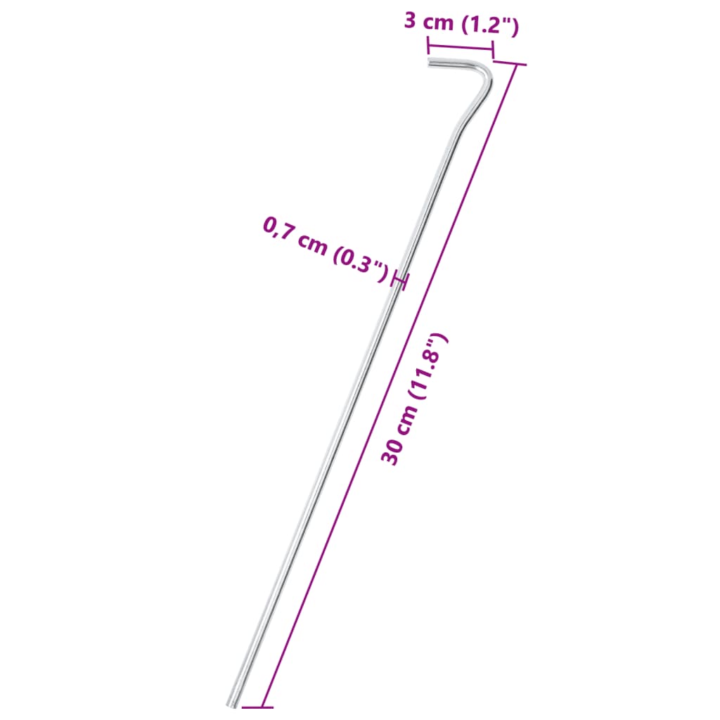 vidaXL Țăruși de cort, 50 buc., 30 cm, Ø7 mm, oțel galvanizat vidaXL Țăruși de cort, 50 buc., 30 cm, Ø7 mm, oțel galvanizat