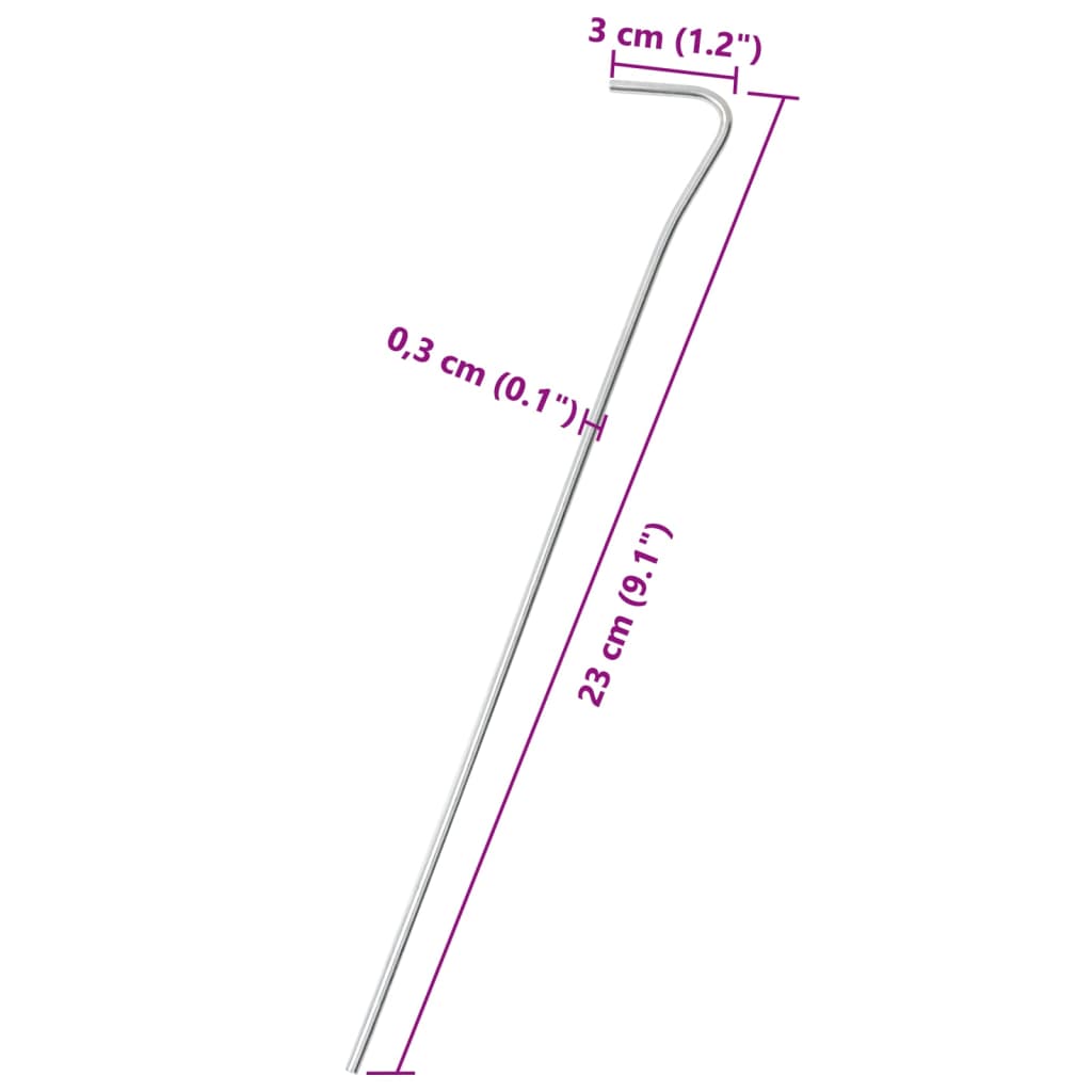 vidaXL Țăruși de cort, 25 buc., 23 cm, Ø3 mm, oțel galvanizat