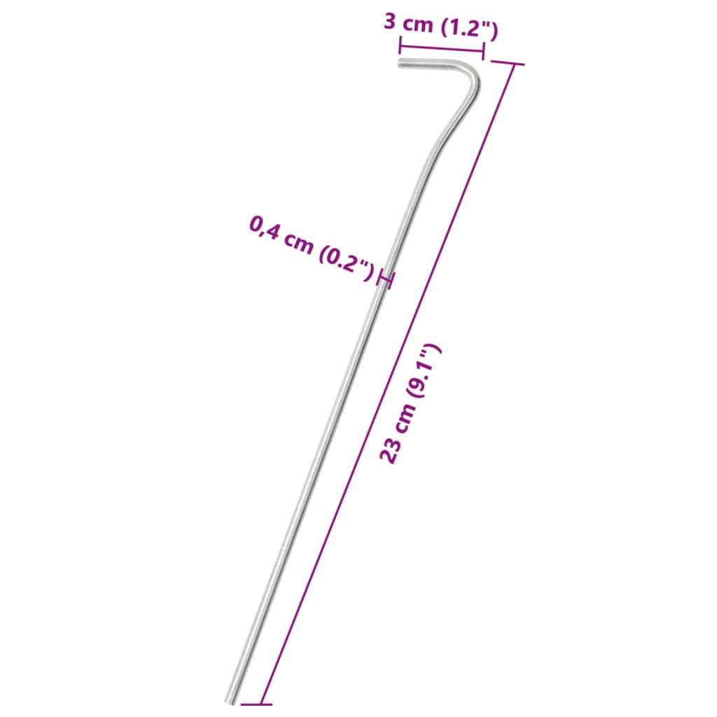 vidaXL Țăruși de cort, 50 buc., 23 cm, Ø4 mm, oțel galvanizat