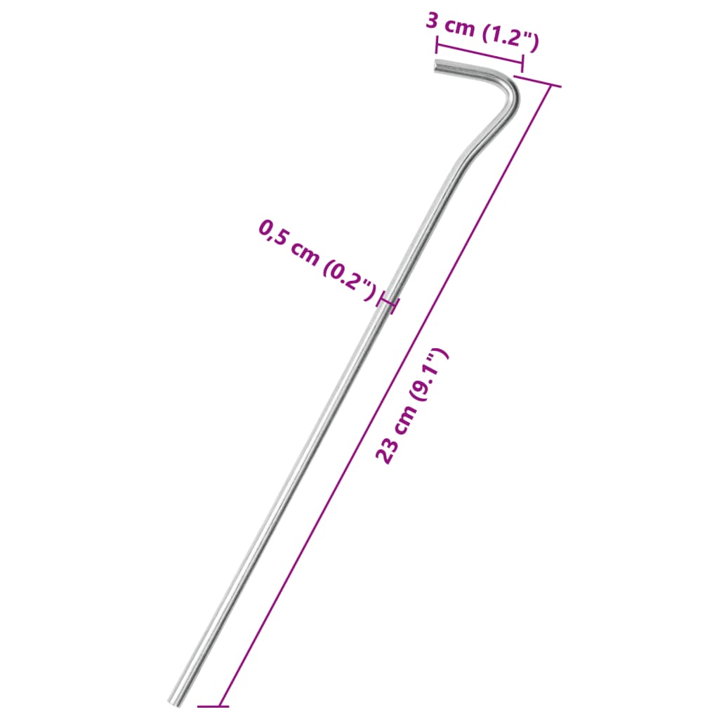 vidaXL Țăruși de cort, 25 buc., 23 cm, Ø5 mm, oțel galvanizat
