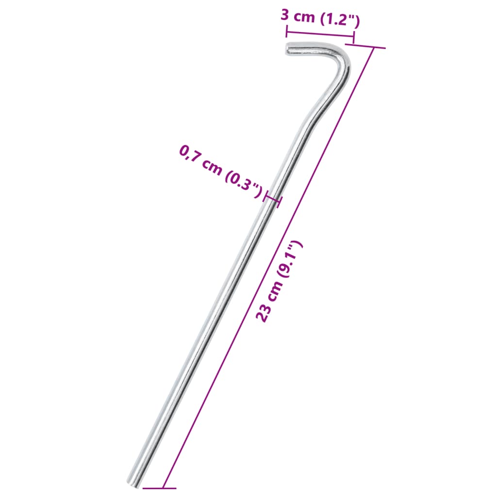 vidaXL Țăruși de cort, 25 buc., 23 cm, Ø7mm, oțel galvanizat