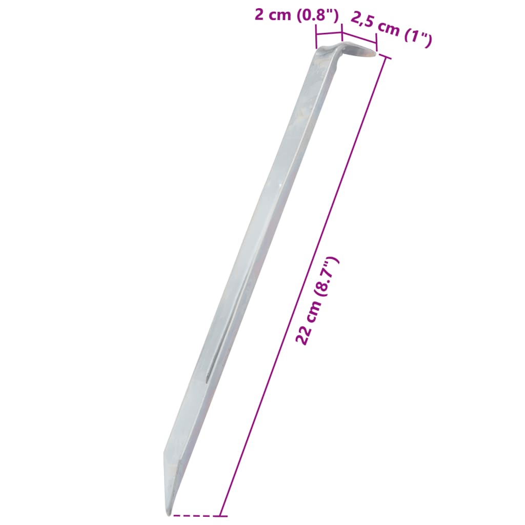 vidaXL Țăruși de cort, 24 buc., 22 cm, Ø7 mm, oțel galvanizat