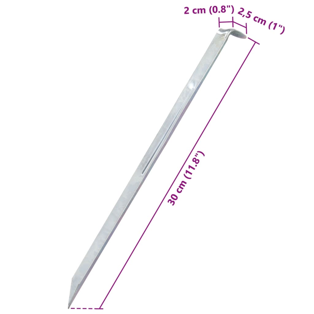 vidaXL Țăruși de cort, 24 buc., 30 cm, Ø20 mm, oțel galvanizat