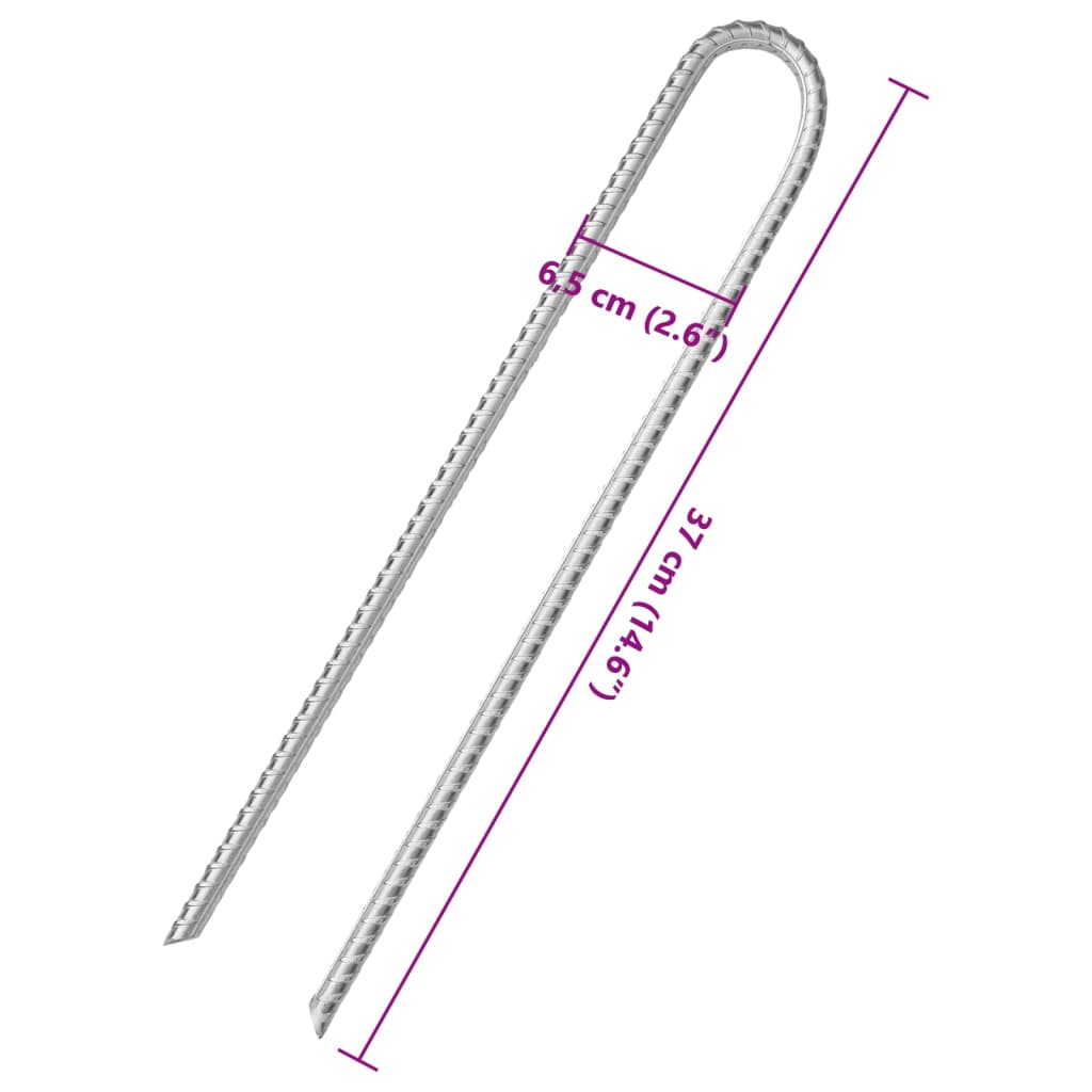 vidaXL Țăruși de cort, 12 buc., 37 cm, Ø10 mm, oțel galvanizat