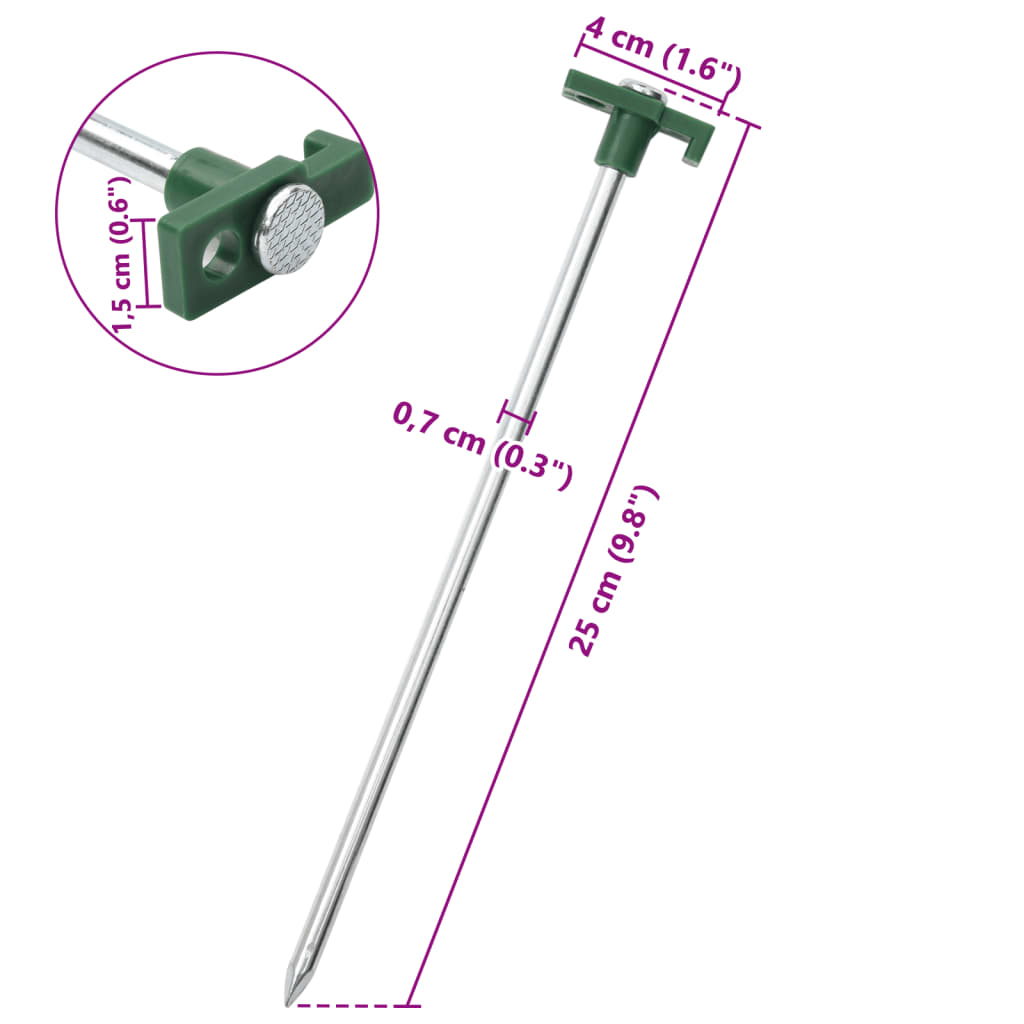 vidaXL Țăruși de cort, 12 buc., 25 cm, 7 mm, oțel galvanizat și PP