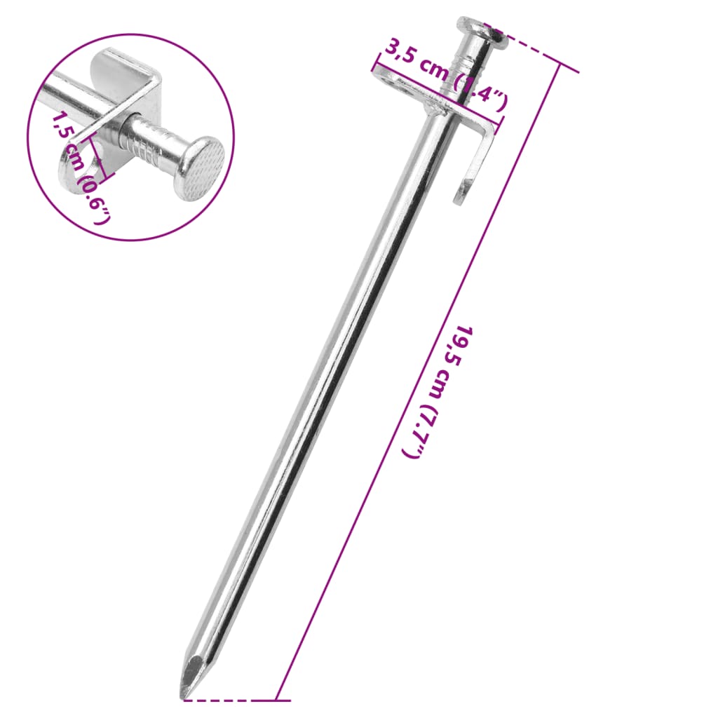 vidaXL Țăruși de cort, 24 buc., 19,5 cm, Ø8 mm, oțel galvanizat