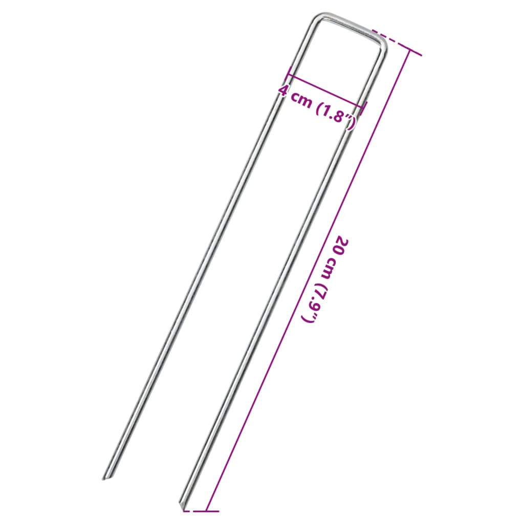 vidaXL Țăruși de pământ în formă de U 50 buc. 20x4 cm oțel galvanizat vidaXL Țăruși de pământ în formă de U 50 buc. 20x4 cm oțel galvanizat