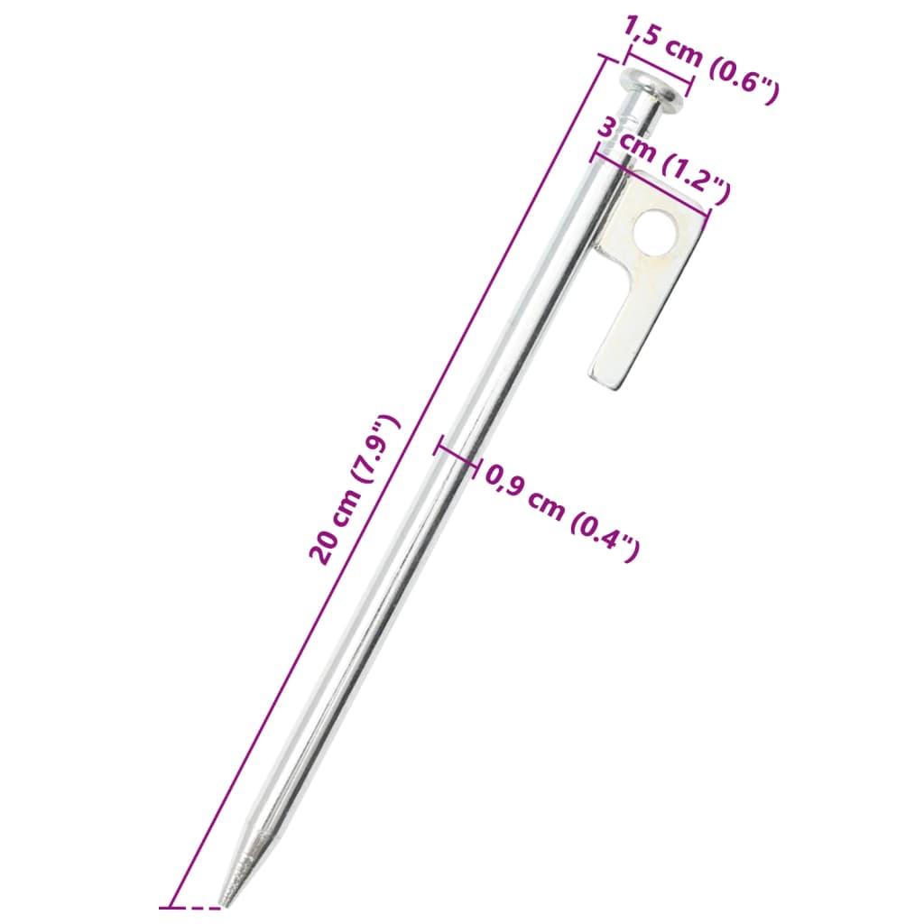 vidaXL Țăruși de cort, 24 buc., 20 cm, 9 mm, oțel galvanizat