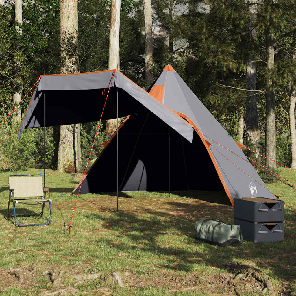vidaXL Cort de camping tipi pentru 5 persoană, gri, impermeabil