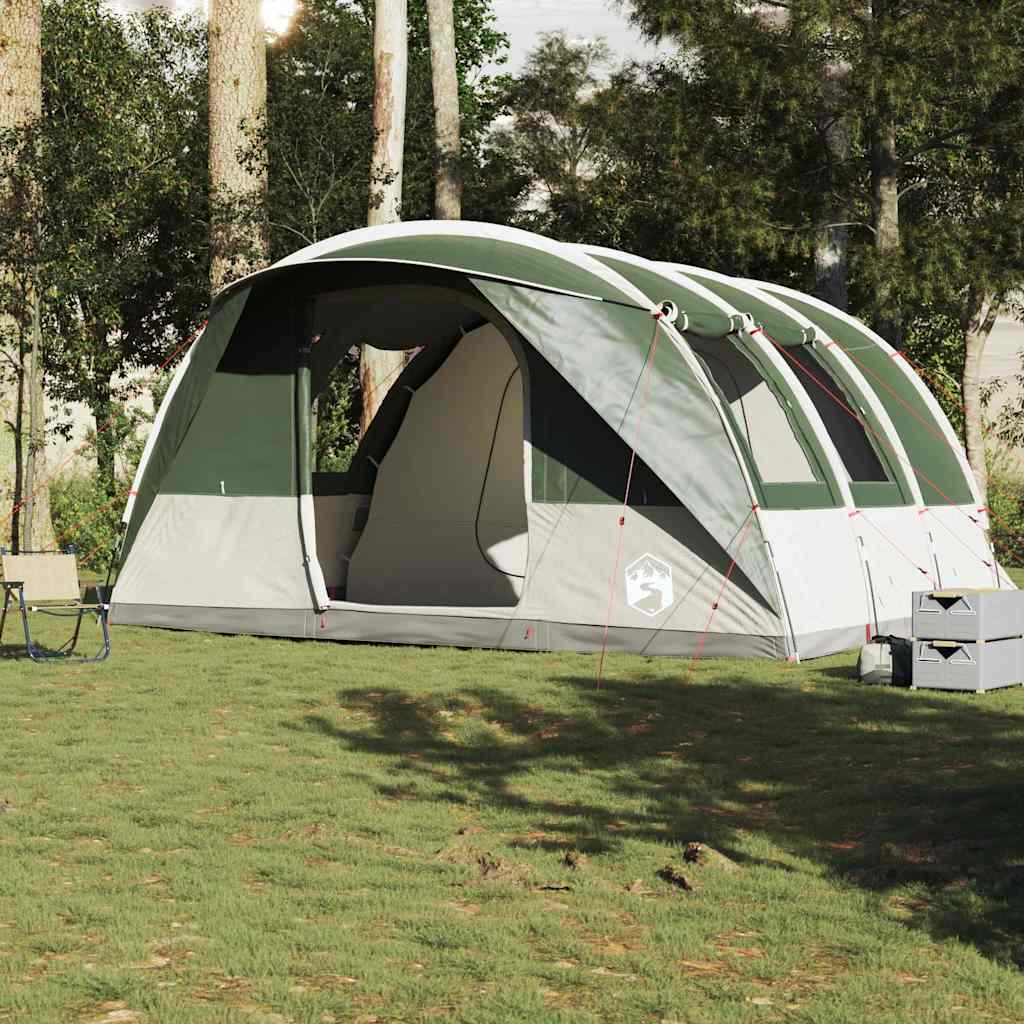 vidaXL Cort de camping tunel pentru 5 persoane, verde, impermeabil