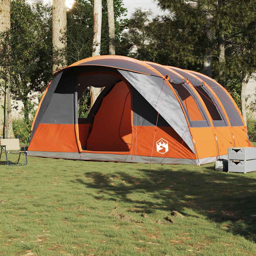 vidaXL Cort de camping tunel 5 persoane, gri/portocaliu, impermeabil