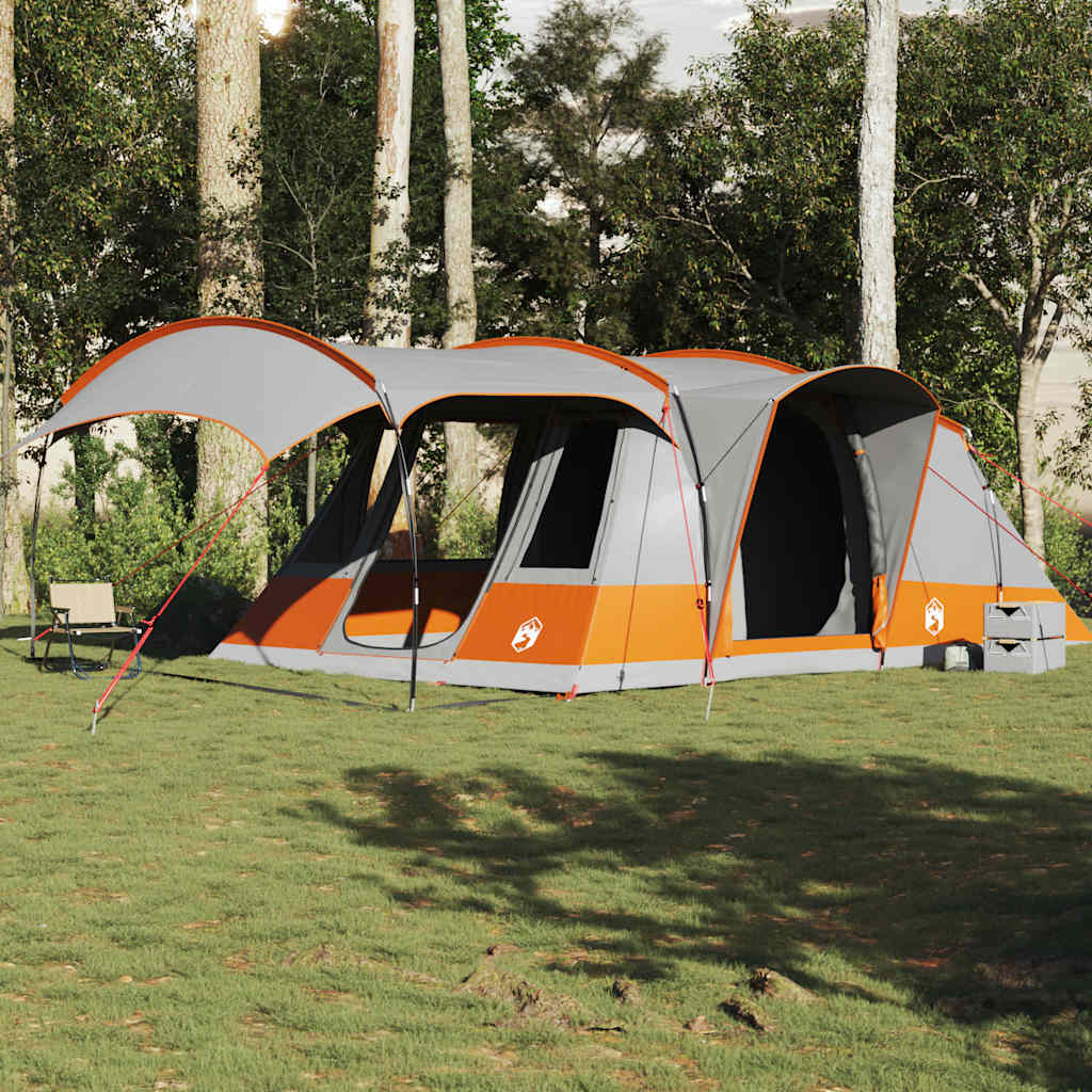 vidaXL Cort de camping tunel 5 persoane, gri/portocaliu, impermeabil