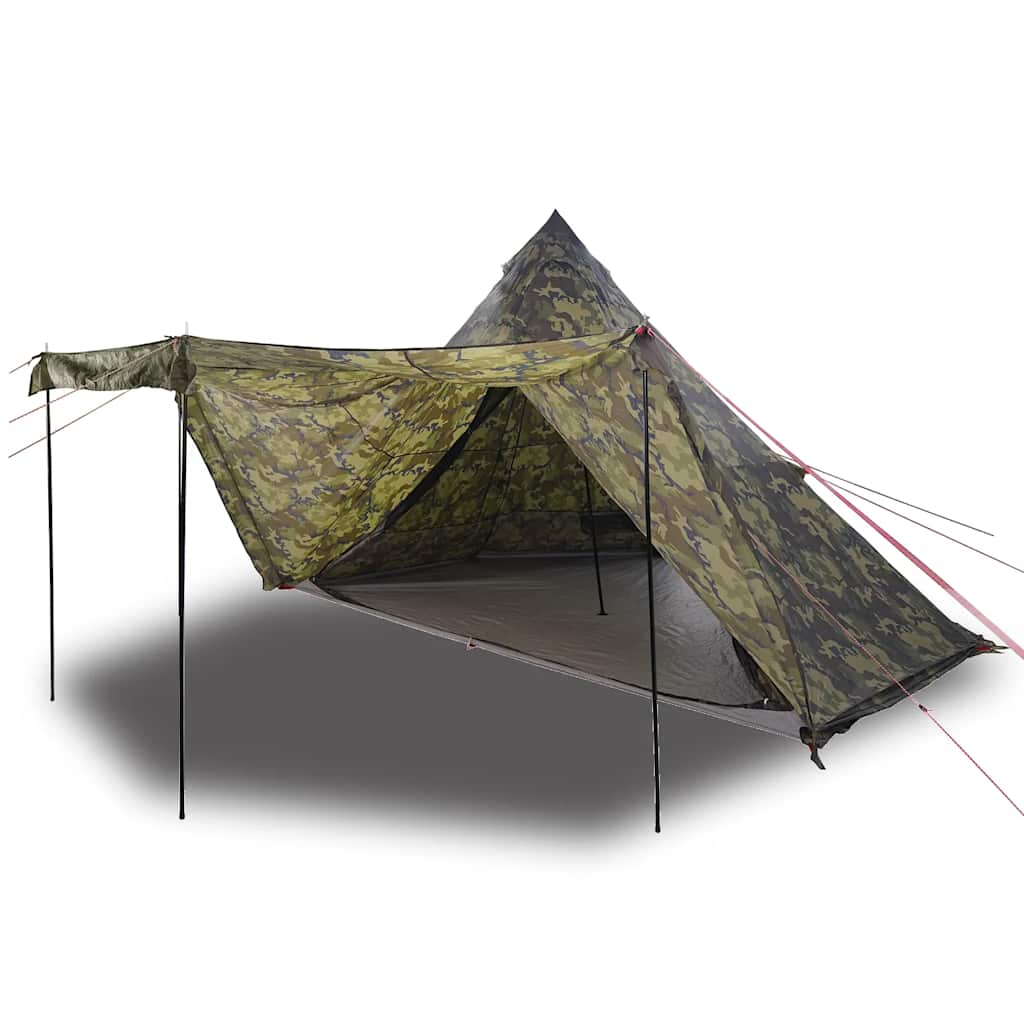 vidaXL Cort de familie Tipi pentru 8 persoane, camuflaj, impermeabil vidaXL Cort de familie Tipi pentru 8 persoane, camuflaj, impermeabil