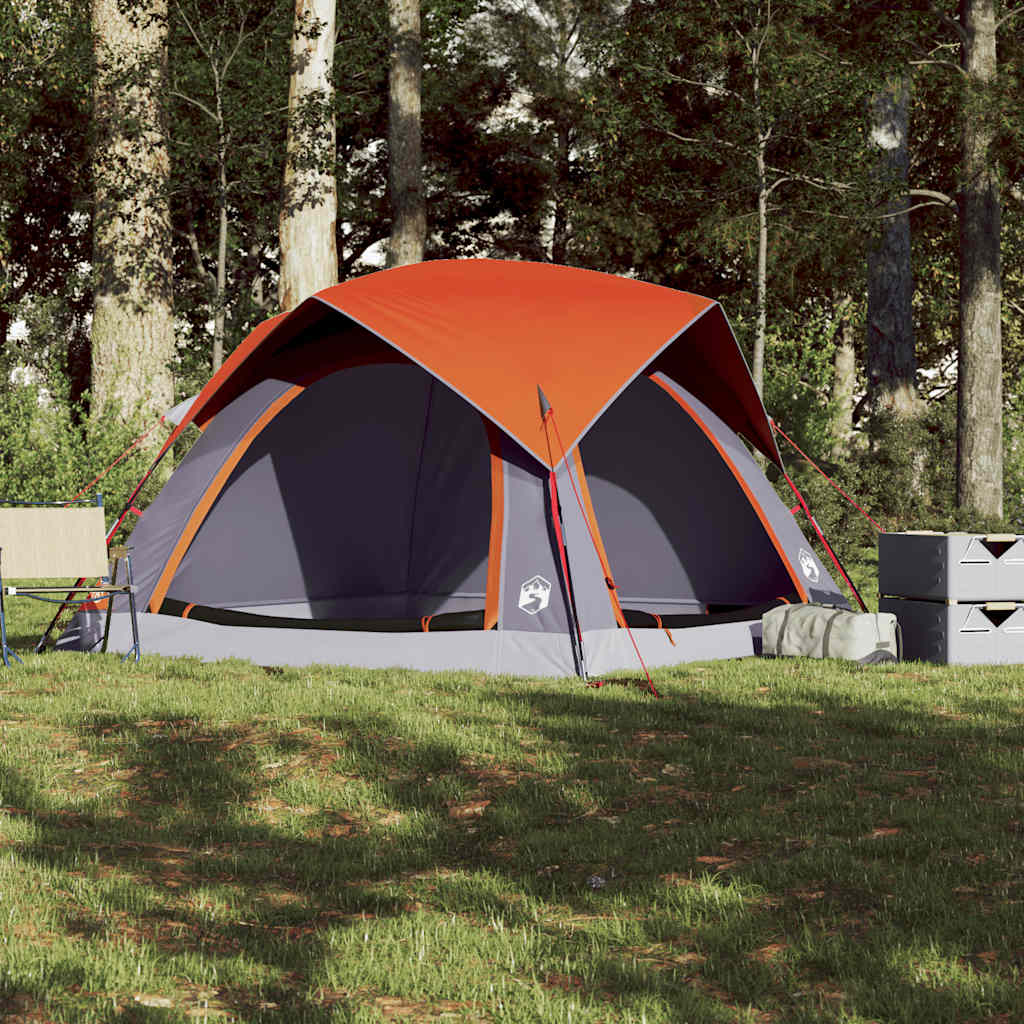 vidaXL Cabină cort de camping 4 persoane gri și portocaliu impermeabil vidaXL Cabină cort de camping 4 persoane gri și portocaliu impermeabil