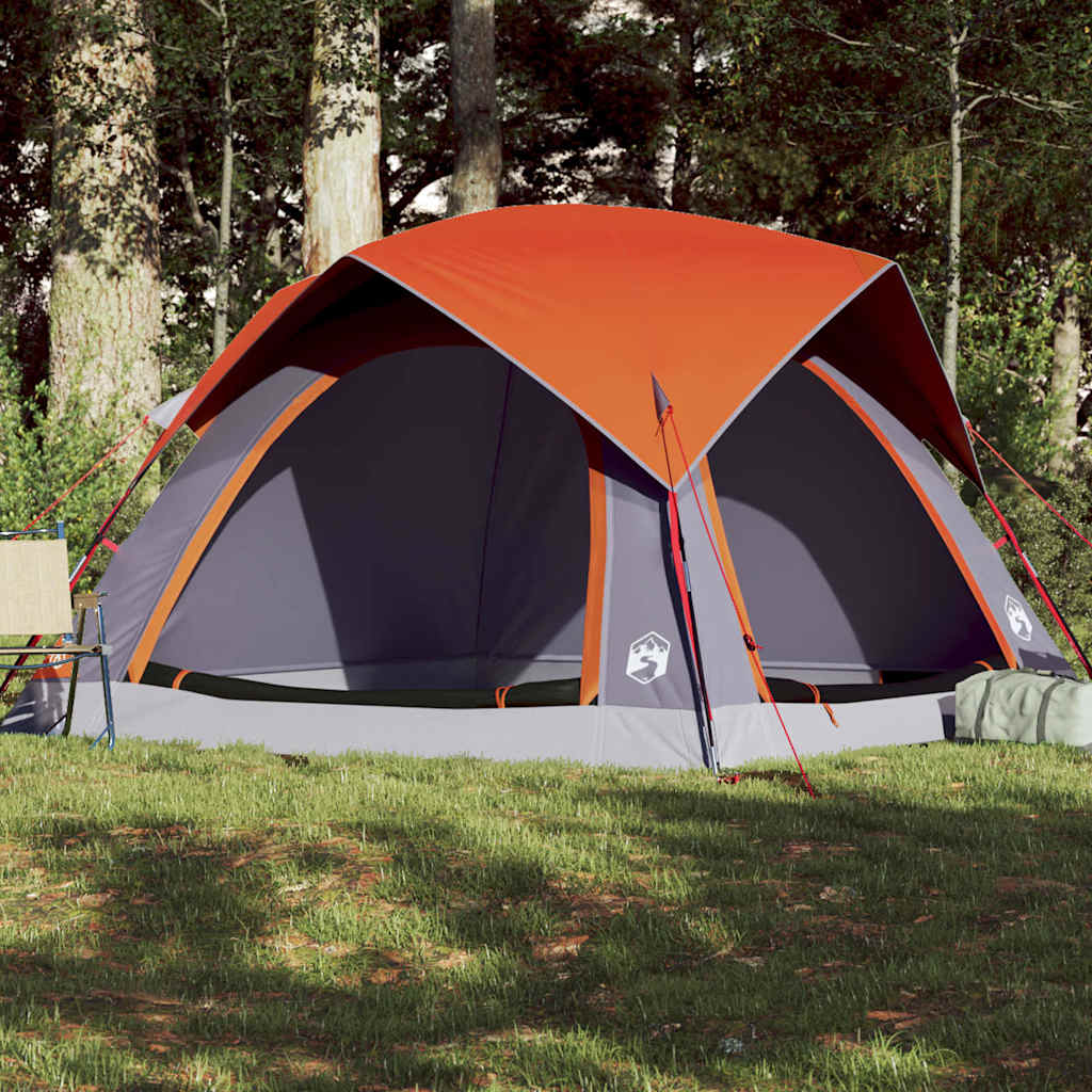 vidaXL Cabină cort de camping 4 persoane gri și portocaliu impermeabil vidaXL Cabină cort de camping 4 persoane gri și portocaliu impermeabil