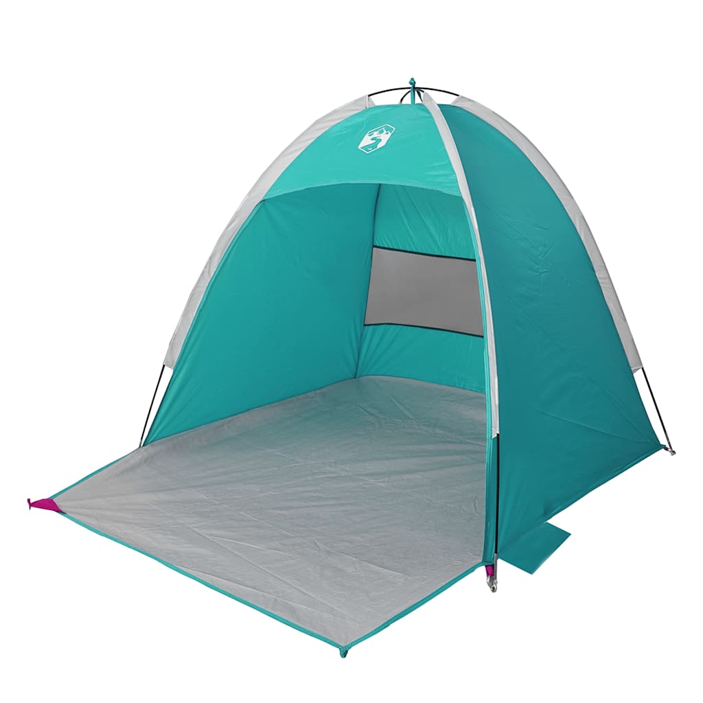 vidaXL Cort de plajă 3 persoane, verde marin, impermeabil