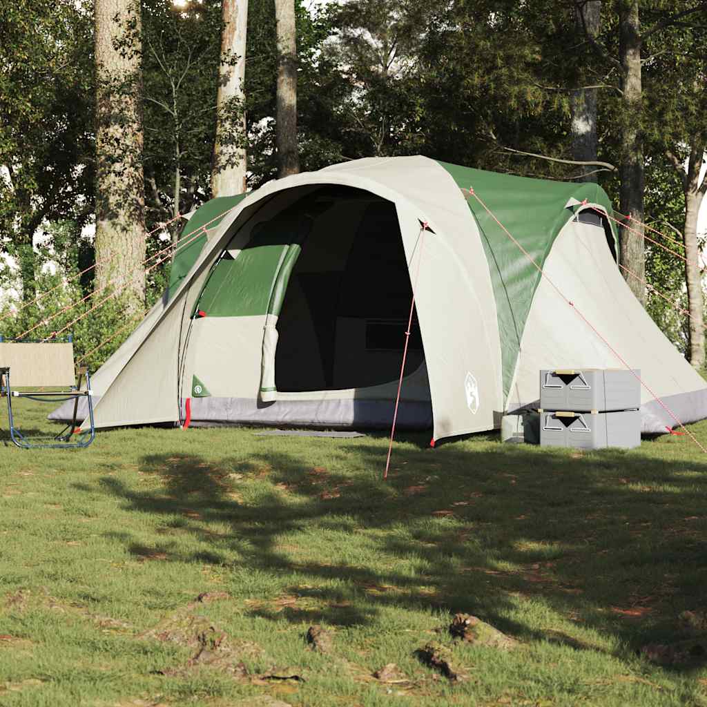 vidaXL Cort de camping cupolă pentru 6 persoane, verde, impermeabil