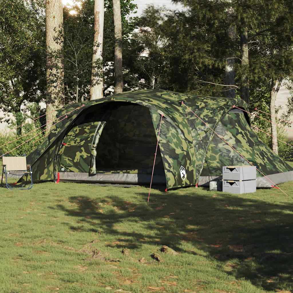 vidaXL Cort de familie cupolă pentru 6 persoane, camuflaj, impermeabil vidaXL Cort de familie cupolă pentru 6 persoane, camuflaj, impermeabil