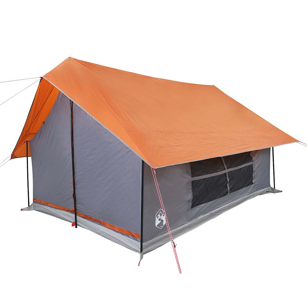 vidaXL Cort de camping pentru 5 persoane, gri/portocaliu, impermeabil