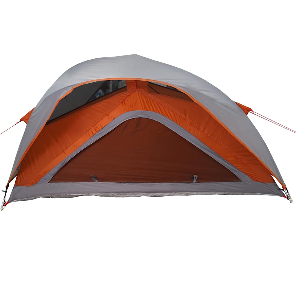 vidaXL Cort de camping pentru 1 persoană, gri/portocaliu, impermeabil