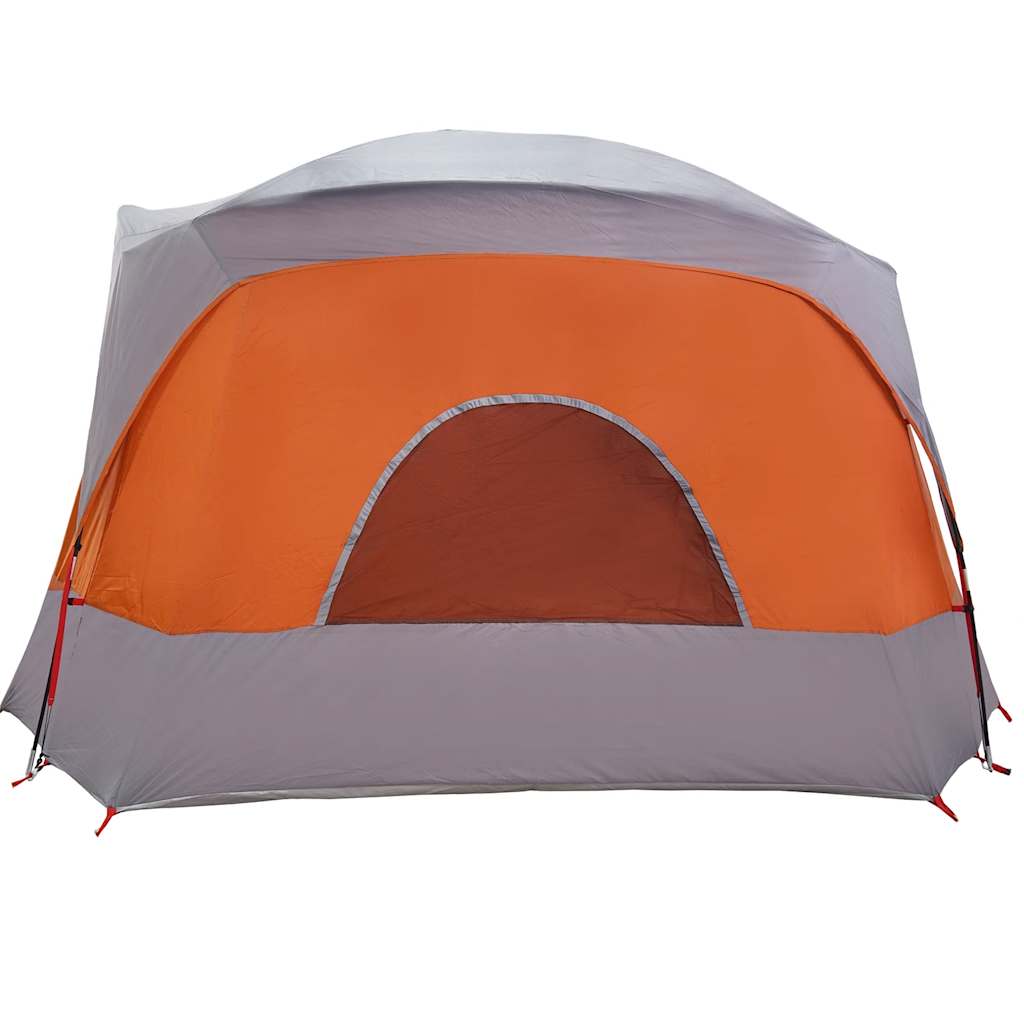vidaXL Cort de camping pentru 6 persoane, gri/portocaliu, impermeabil