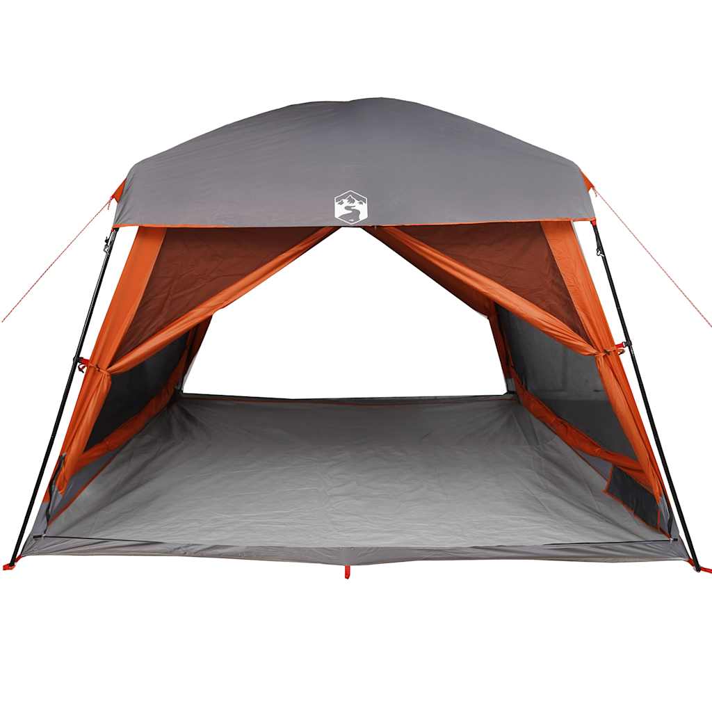 vidaXL Cort de camping pentru 6 persoane, gri/portocaliu, impermeabil