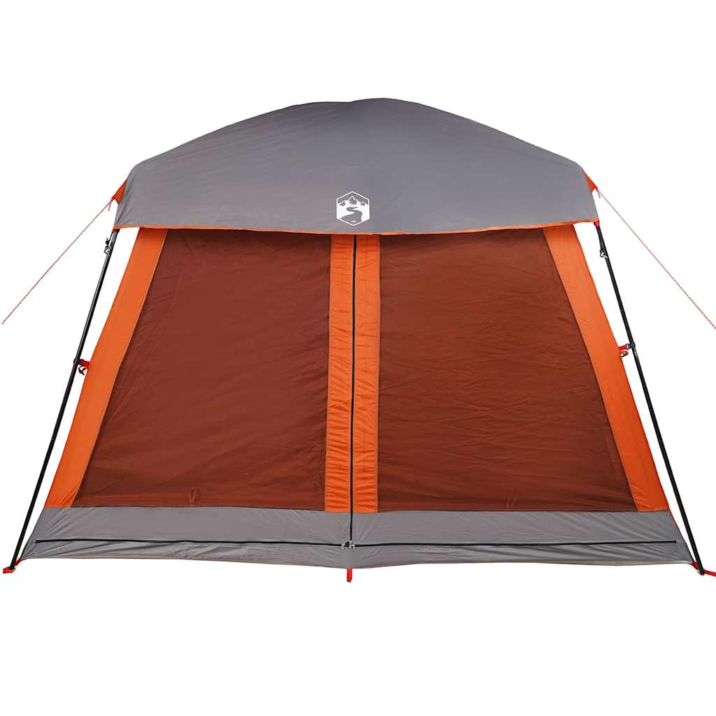 vidaXL Cort de camping pentru 6 persoane, gri/portocaliu, impermeabil