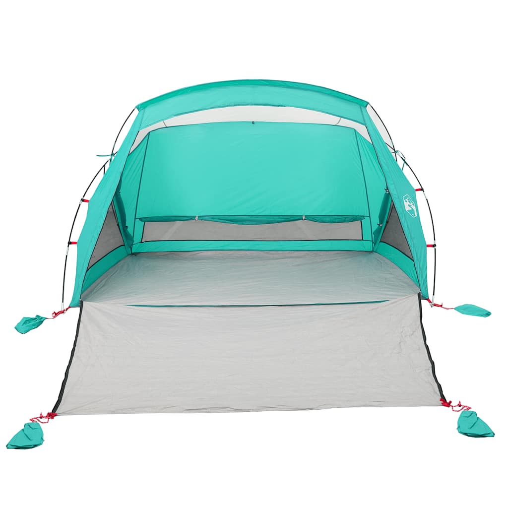 vidaXL Cort de plajă 2 persoane, verde marin, impermeabil