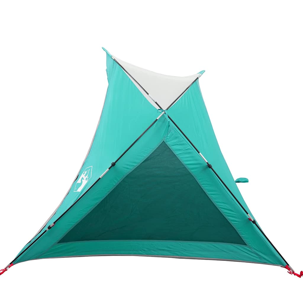 vidaXL Cort de plajă 2 persoane, verde marin, impermeabil