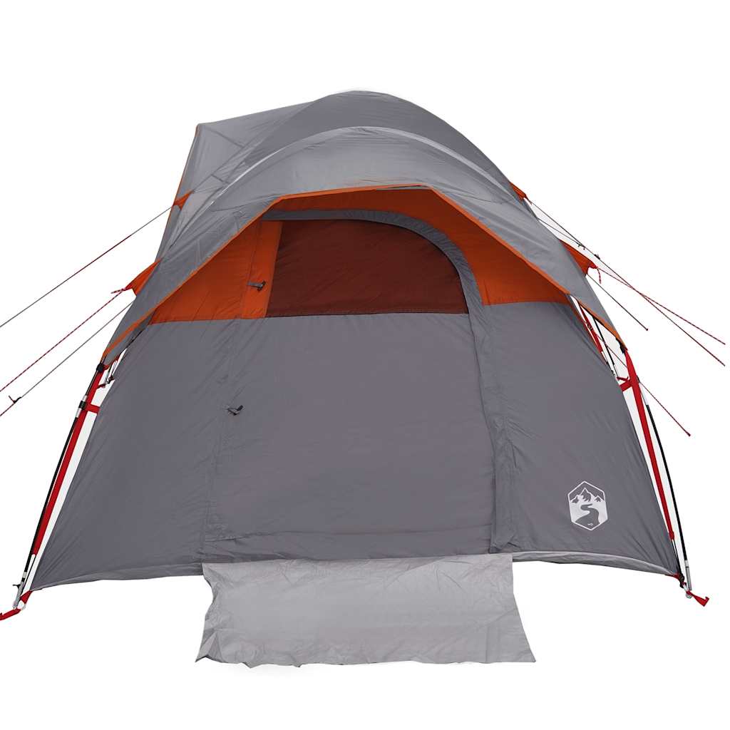 vidaXL Cort de camping pentru 5 persoane, gri/portocaliu, impermeabil