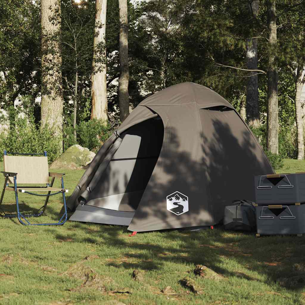 vidaXL Cort de camping cupolă pentru 2 persoane, maro, impermeabil