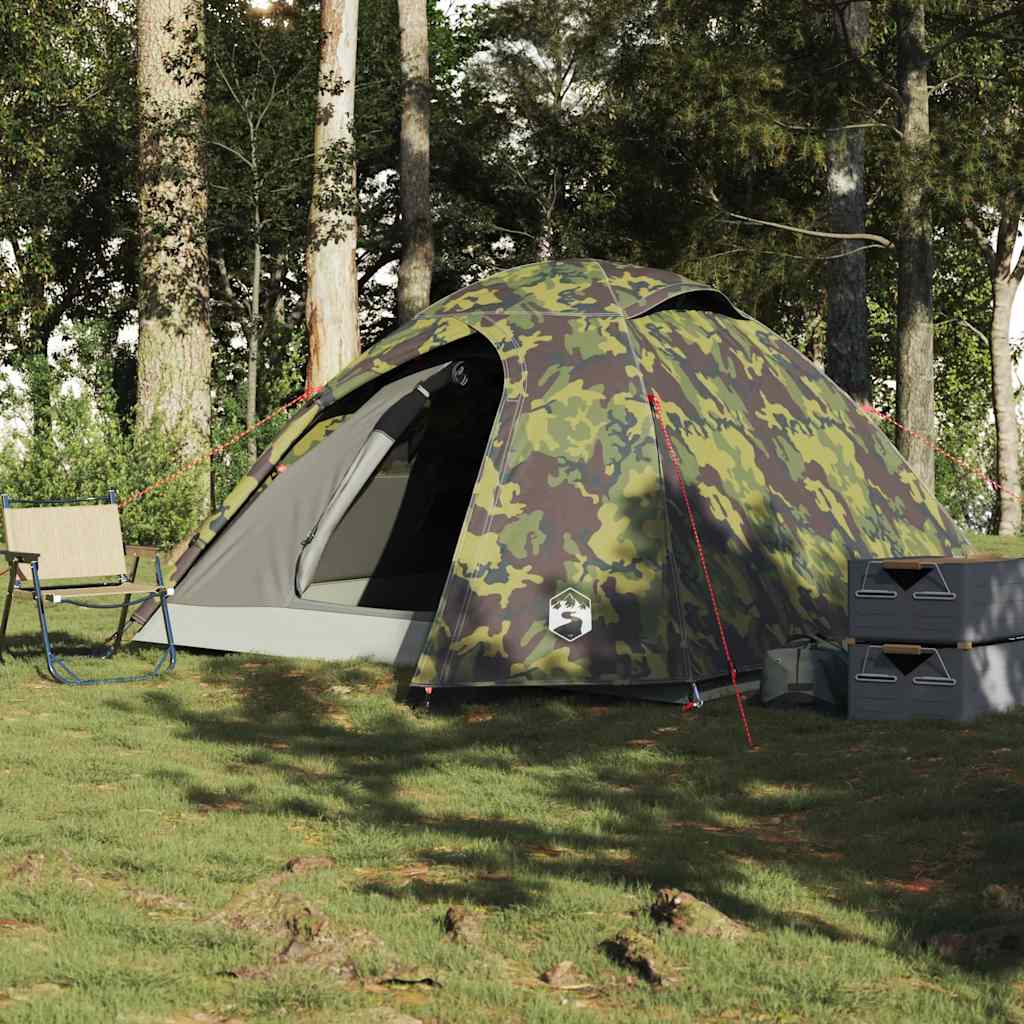 vidaXL Cort de camping cupolă pentru 4 persoane, camuflaj, impermeabil