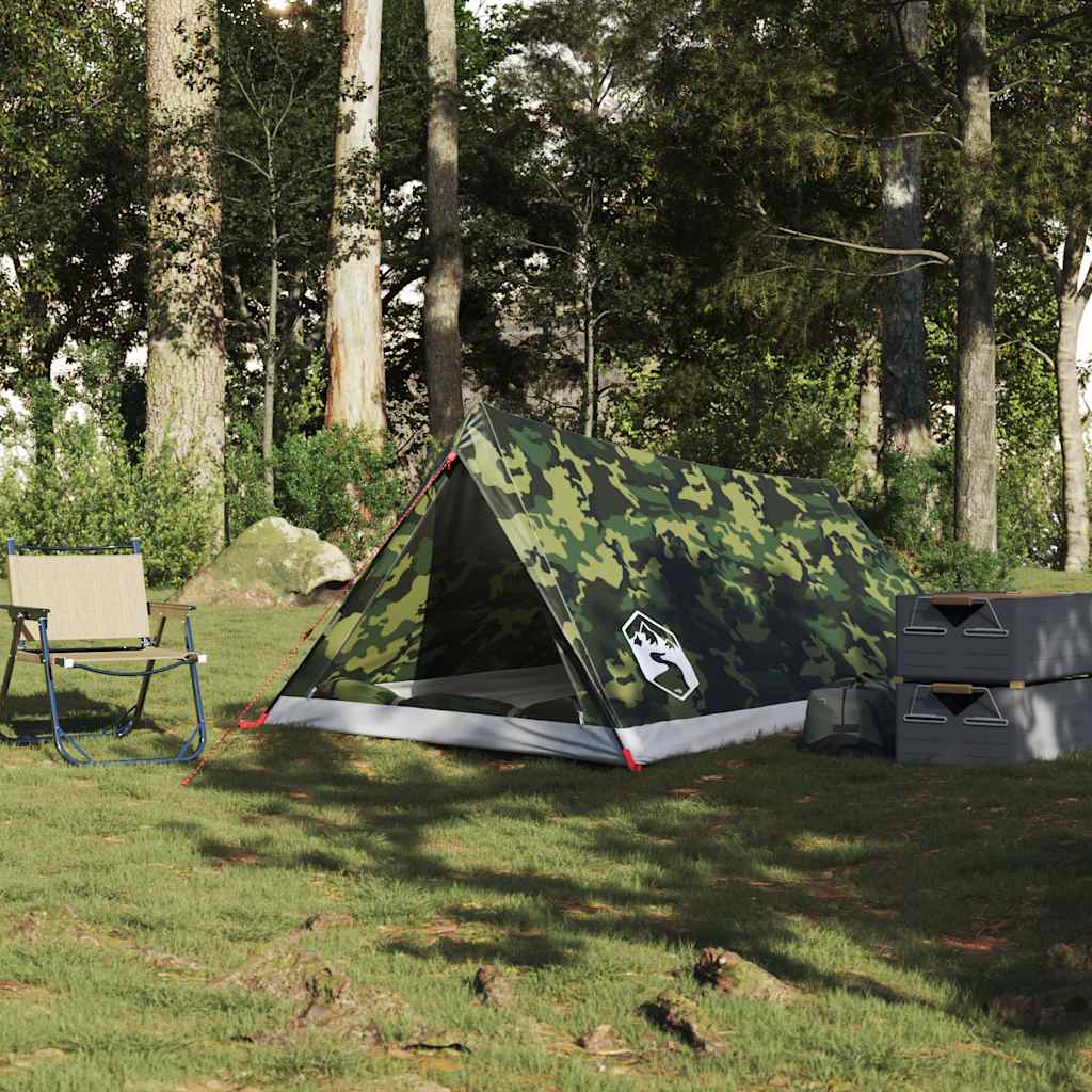 vidaXL Cort camping pentru 2 persoane, camuflaj, impermeabil vidaXL Cort camping pentru 2 persoane, camuflaj, impermeabil