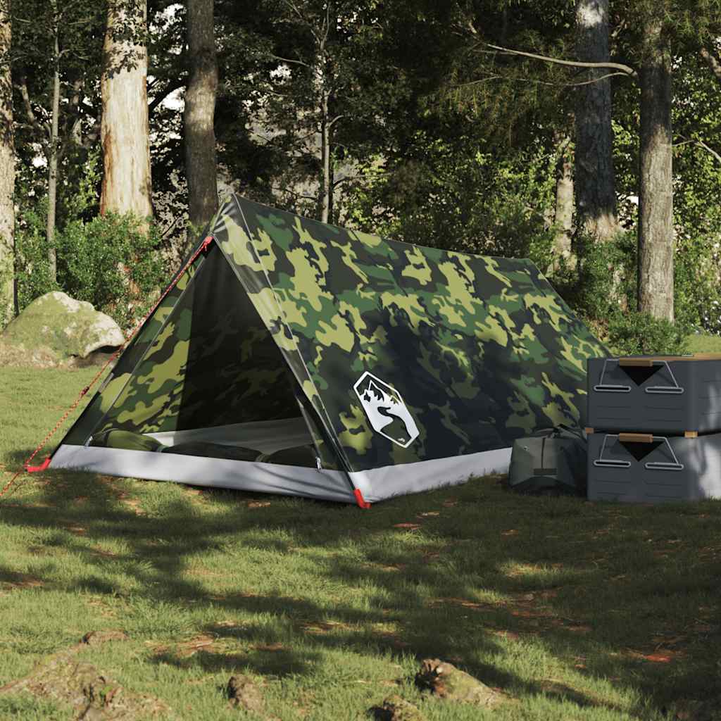 vidaXL Cort camping pentru 2 persoane, camuflaj, impermeabil vidaXL Cort camping pentru 2 persoane, camuflaj, impermeabil