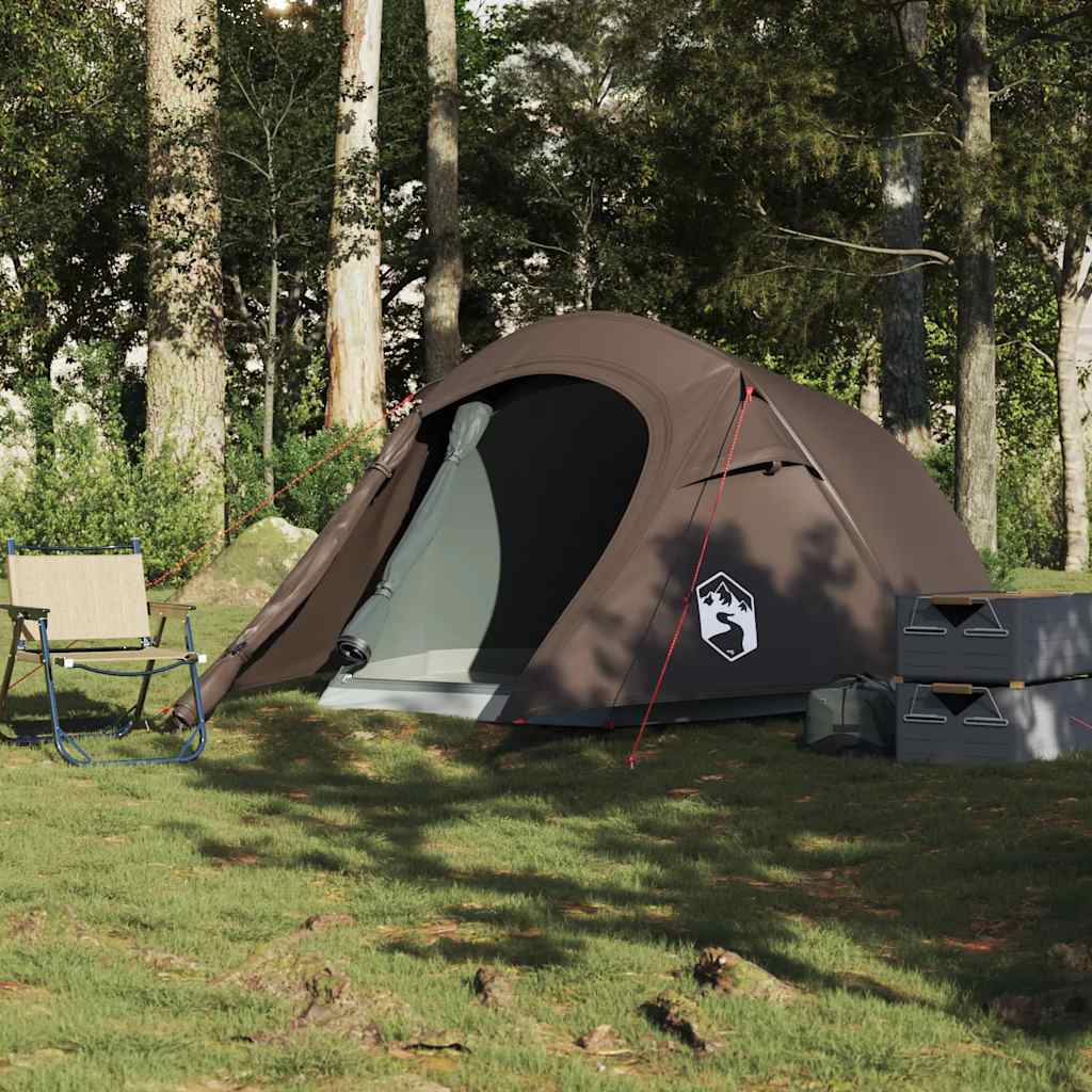 vidaXL Cort de camping tunel pentru 2 persoane, maro, impermeabil vidaXL Cort de camping tunel pentru 2 persoane, maro, impermeabil