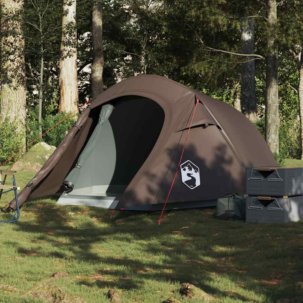 vidaXL Cort de camping tunel pentru 2 persoane, maro, impermeabil vidaXL Cort de camping tunel pentru 2 persoane, maro, impermeabil