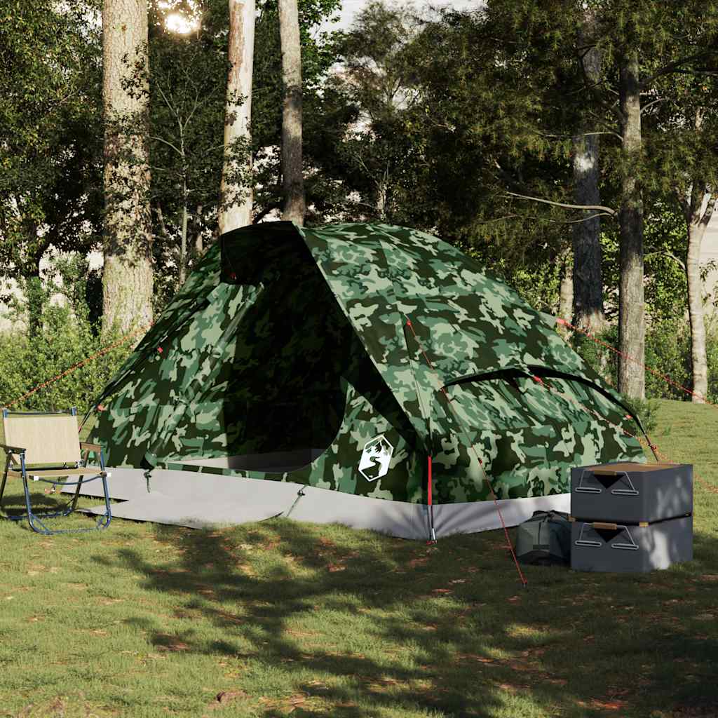 vidaXL Cort de camping cupolă pentru 4 persoane, camuflaj, impermeabil