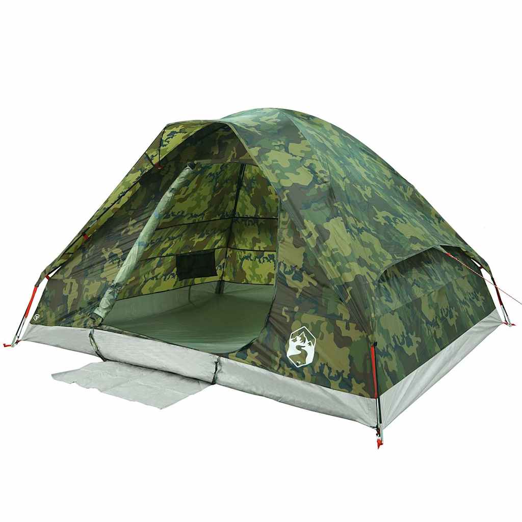 vidaXL Cort de camping cupolă pentru 4 persoane, camuflaj, impermeabil