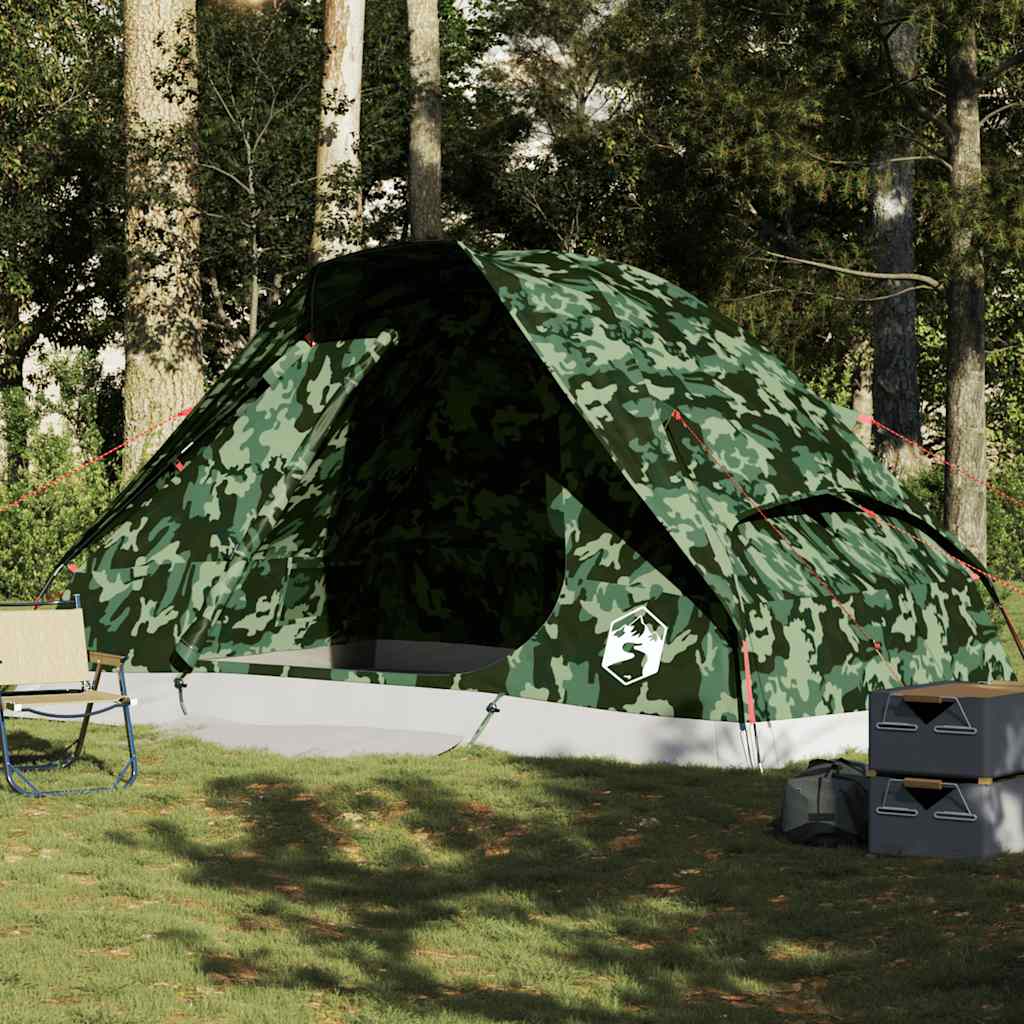 vidaXL Cort de familie cupolă pentru 6 persoane, camuflaj, impermeabil vidaXL Cort de familie cupolă pentru 6 persoane, camuflaj, impermeabil