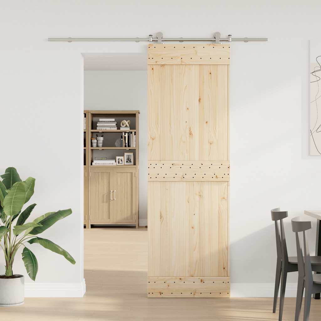 vidaXL Set piese pentru ușă glisantă, argintiu, 200 cm oțel inoxidabil