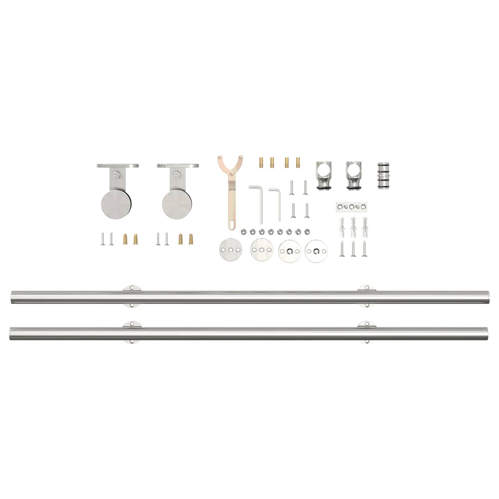 vidaXL Set piese pentru ușă glisantă, argintiu, 200 cm oțel inoxidabil