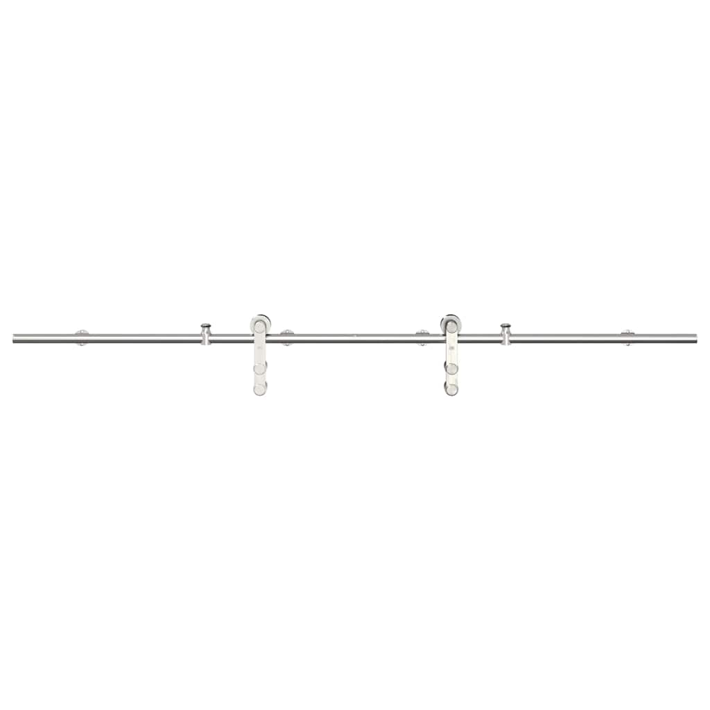 vidaXL Set piese pentru ușă glisantă, argintiu, 200 cm oțel inoxidabil vidaXL Set piese pentru ușă glisantă, argintiu, 200 cm oțel inoxidabil