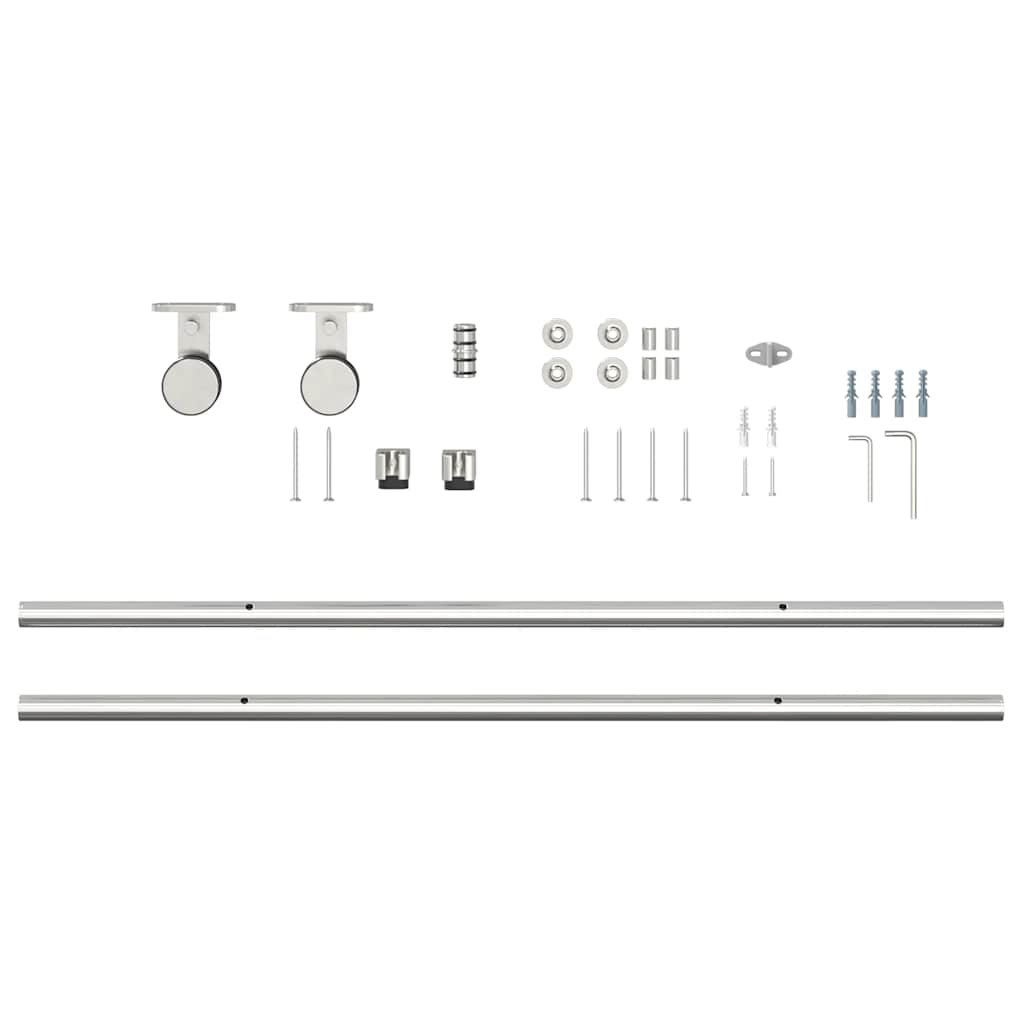vidaXL Set piese pentru ușă glisantă, argintiu, 183 cm oțel inoxidabil