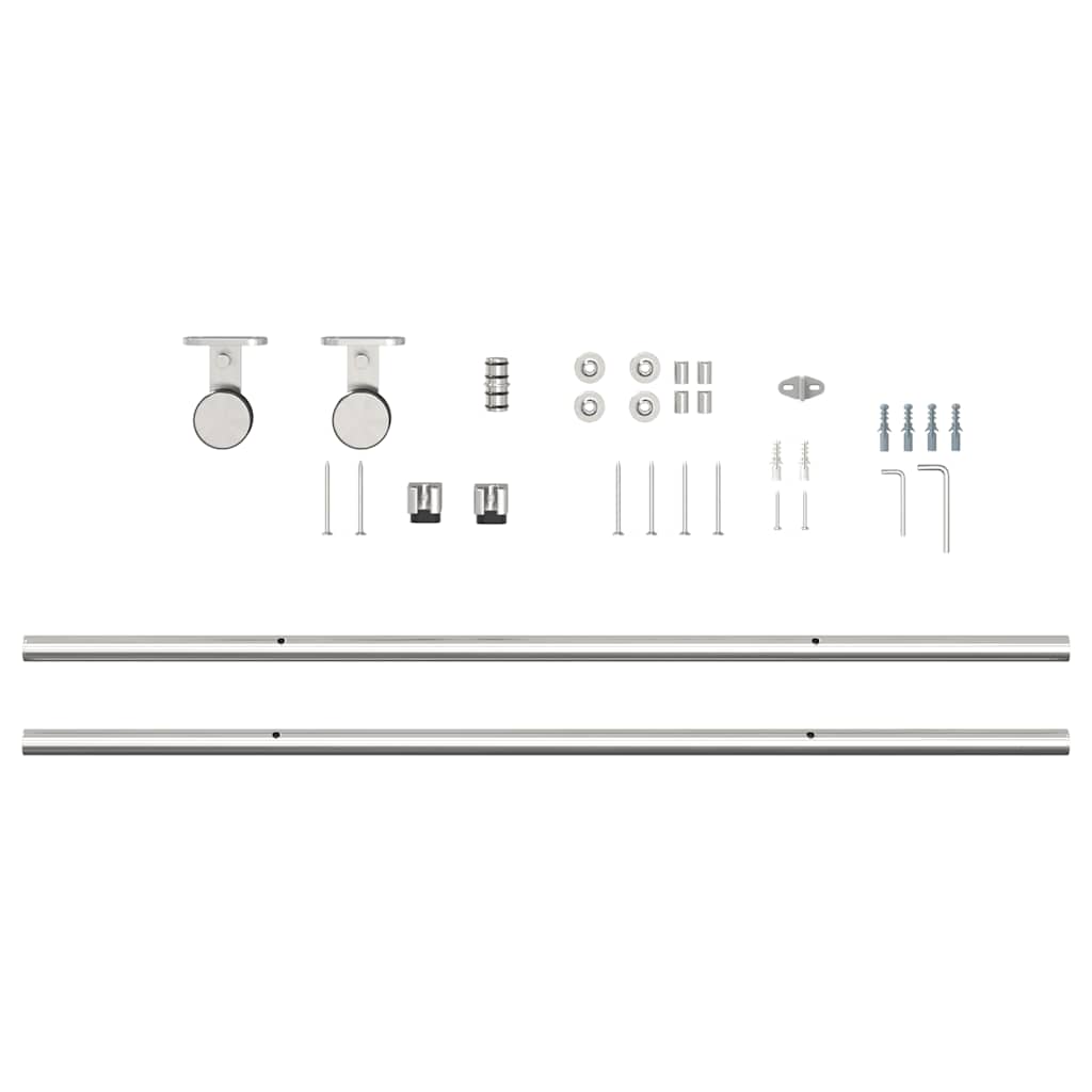 vidaXL Set piese pentru ușă glisantă, argintiu, 200 cm oțel inoxidabil vidaXL Set piese pentru ușă glisantă, argintiu, 200 cm oțel inoxidabil
